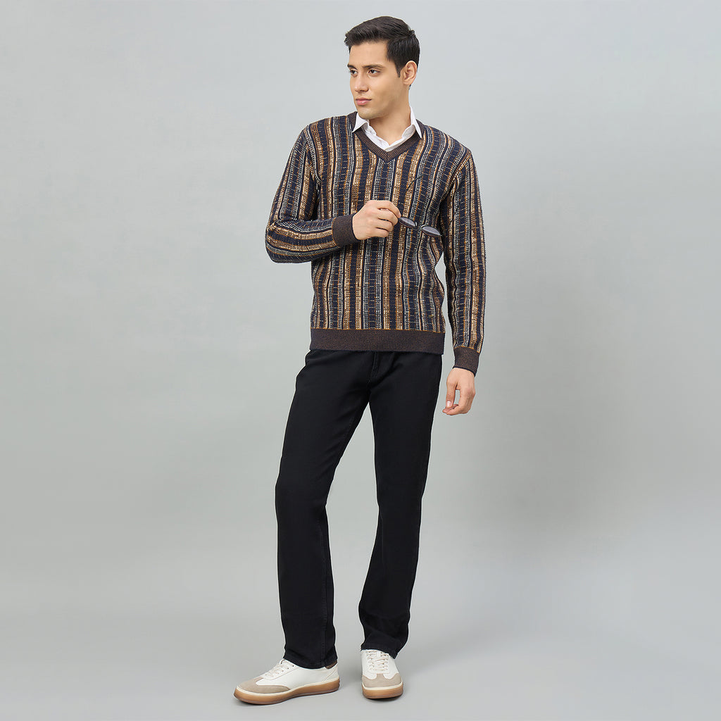 Duke Men Full Sleeve V Neck Regular Sweater (SDS2394)