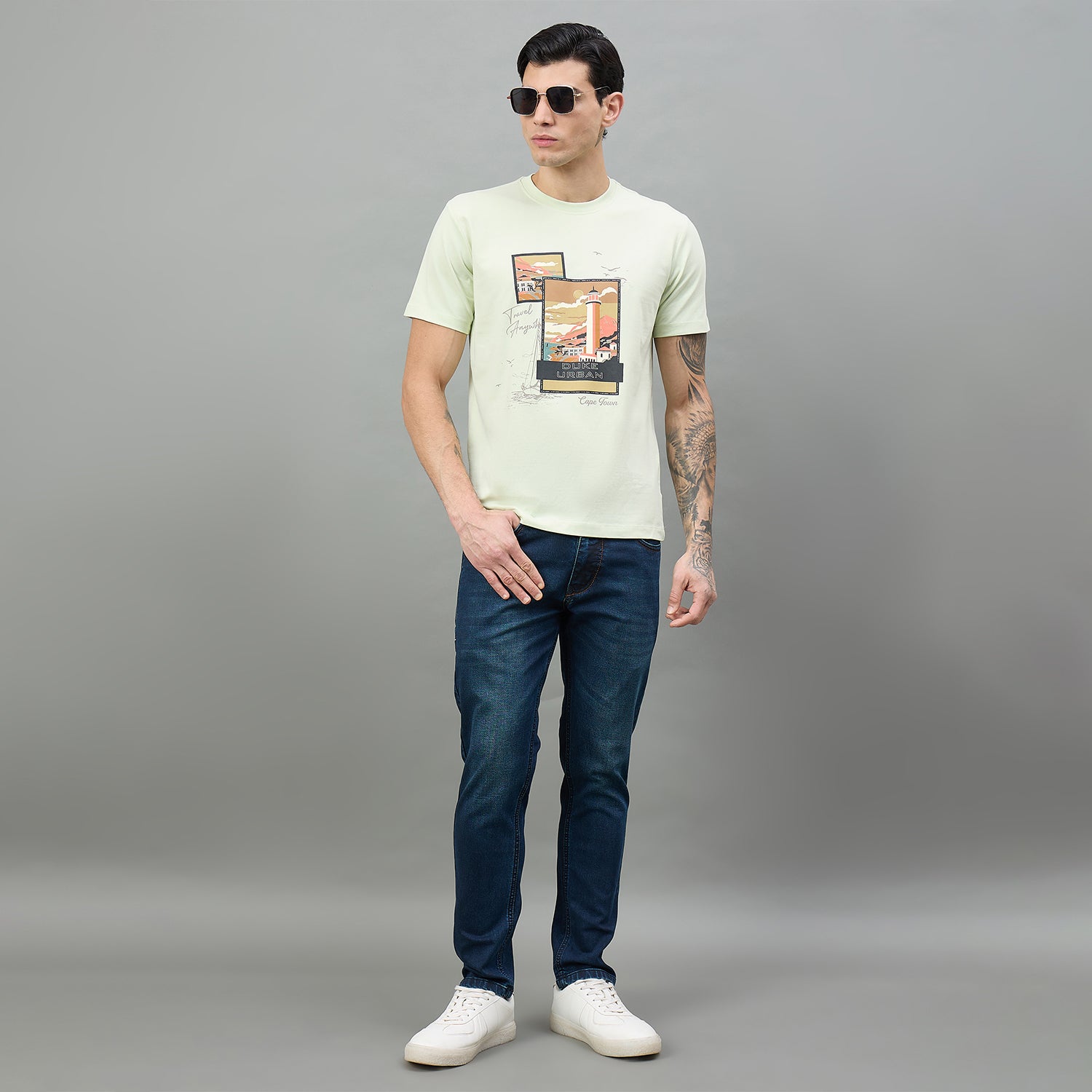 Duke Urban Men Ankle Length Mid-Rise Light Fade Stretchable Jeans (SDD9135A)