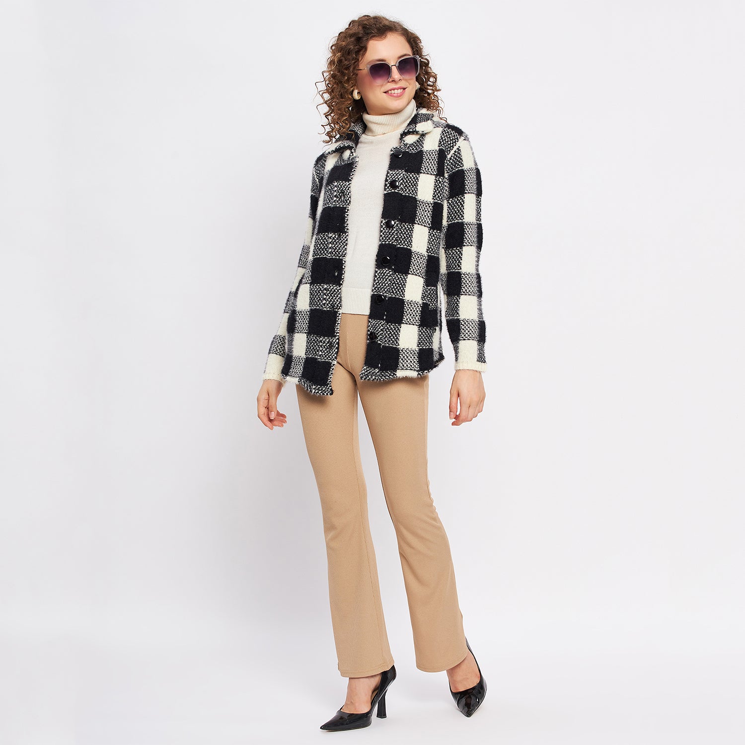 Duke Urban Women Full Sleeve Checkered Cardigan (LQS9768)