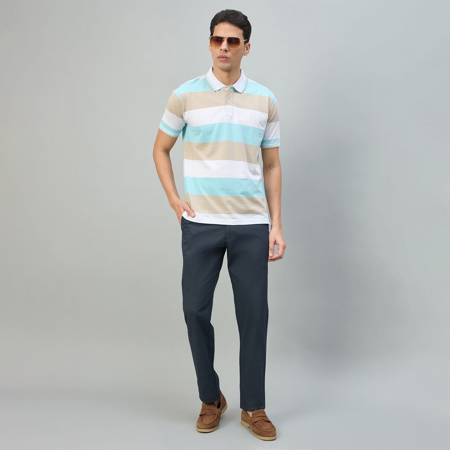 Duke Urban Men Striped Half Sleeve Regular Polo Tshirt (LF7645)