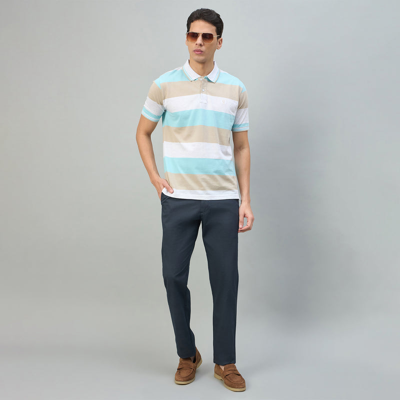 Duke Urban Men Striped Half Sleeve Regular Polo Tshirt (LF7645)