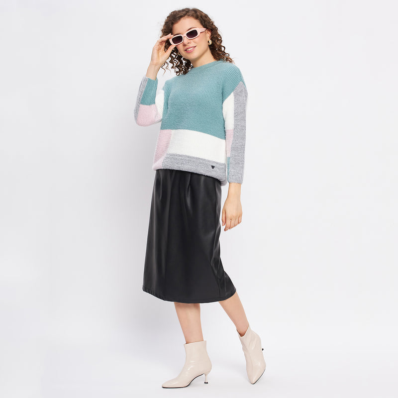 Duke Urban Women Full Sleeve Colorblock Crop Pullover (SDS998)
