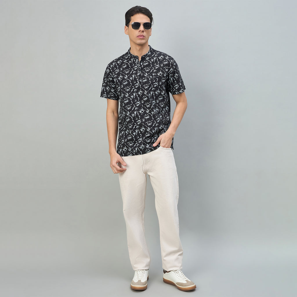 Duke Urban Men Floral Print Half Sleeve Casual Slim fit Tshirt (LF7531)