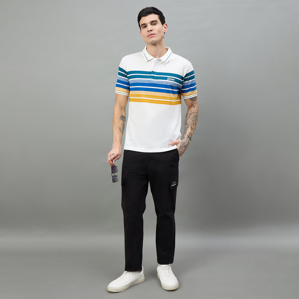 Duke Urban Men Striped Polo Neck Half Sleeve T-Shirt (LF7654)