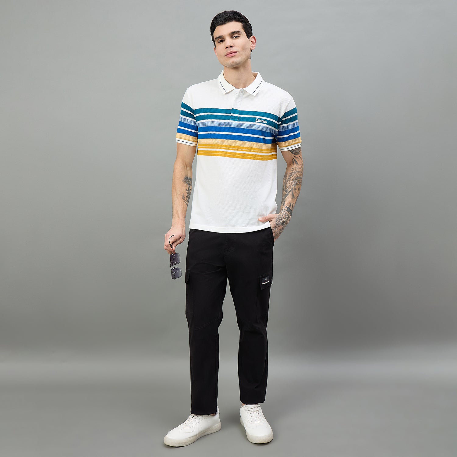 Duke Urban Men Striped Polo Neck Half Sleeve T-Shirt (LF7654)