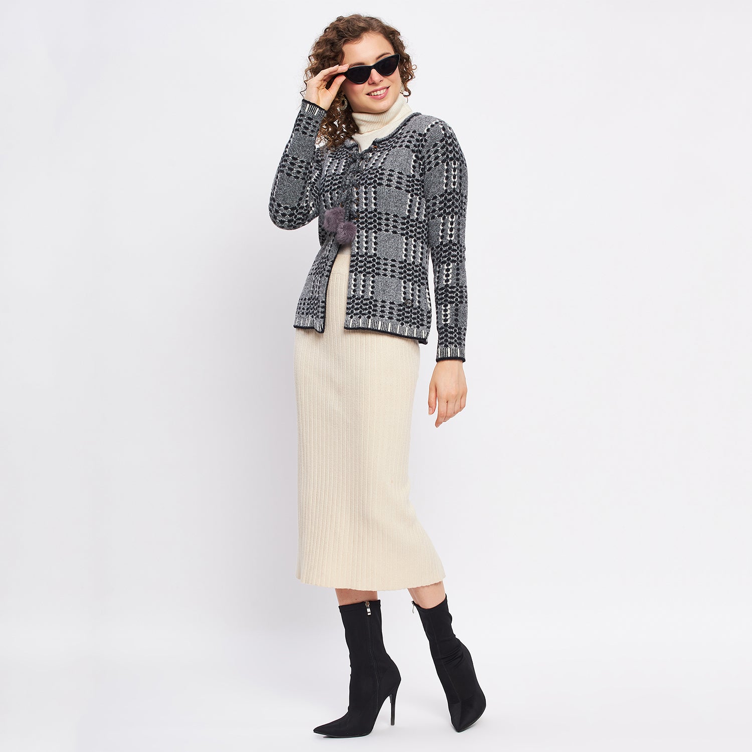 Duke Urban Women Full Sleeve Self Design Cardigan (SDS1047)