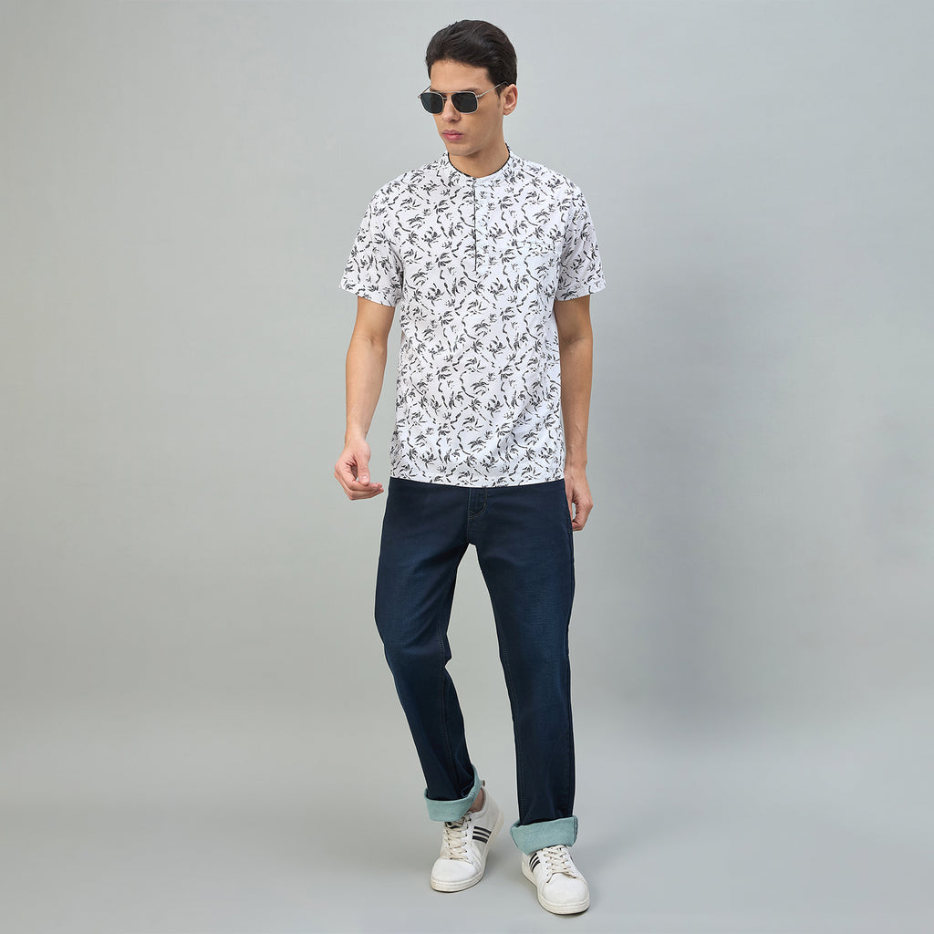 Duke Urban Men Floral Print Half Sleeve Casual Slim fit Tshirt (LF7531)