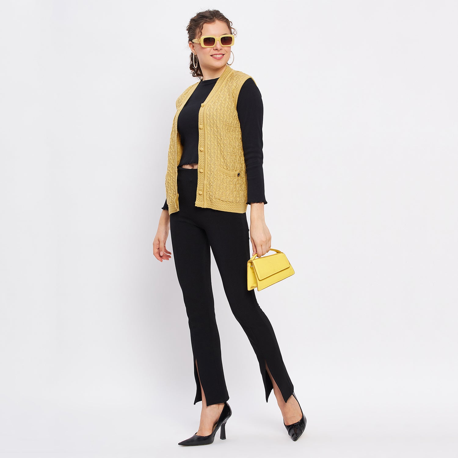 Duke Urban Women Sleeveless Self Design Cardigan (LQS9785)