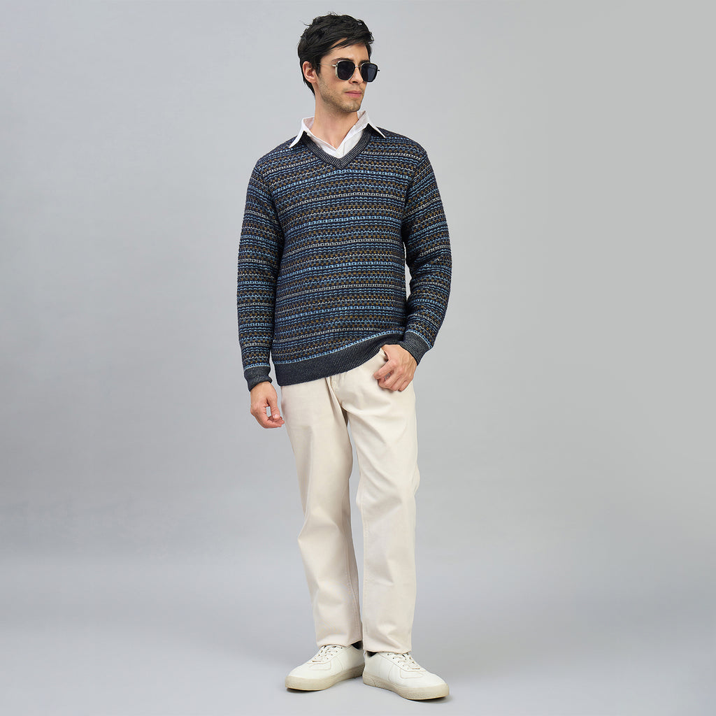Duke Men Full Sleeve V Neck Regular Sweater (SDS2311)