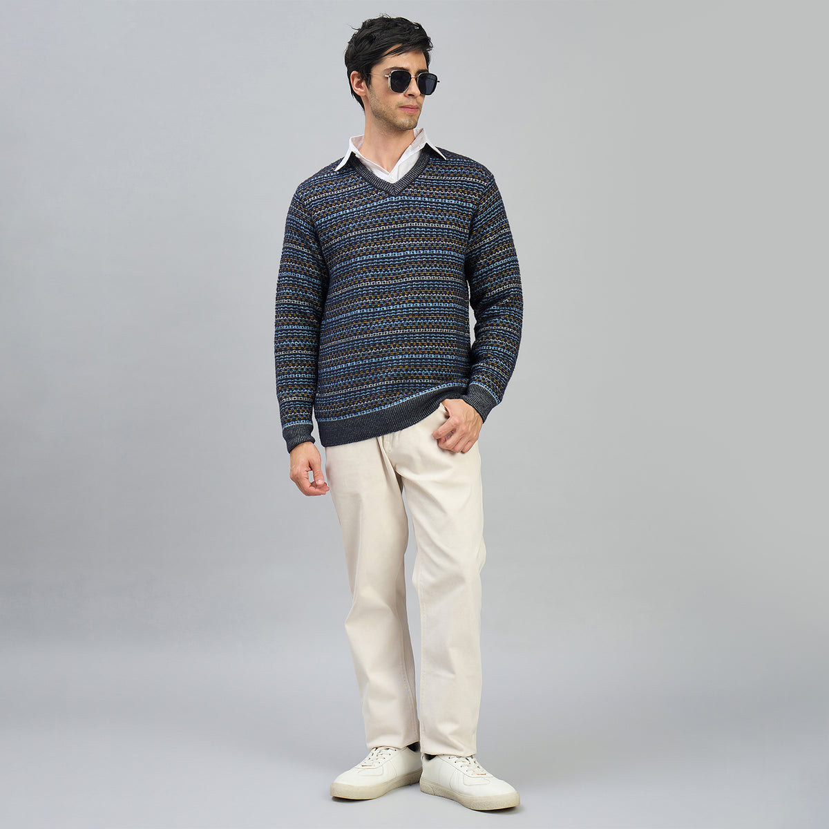 Duke Men Full Sleeve V Neck Regular Sweater (SDS2311)