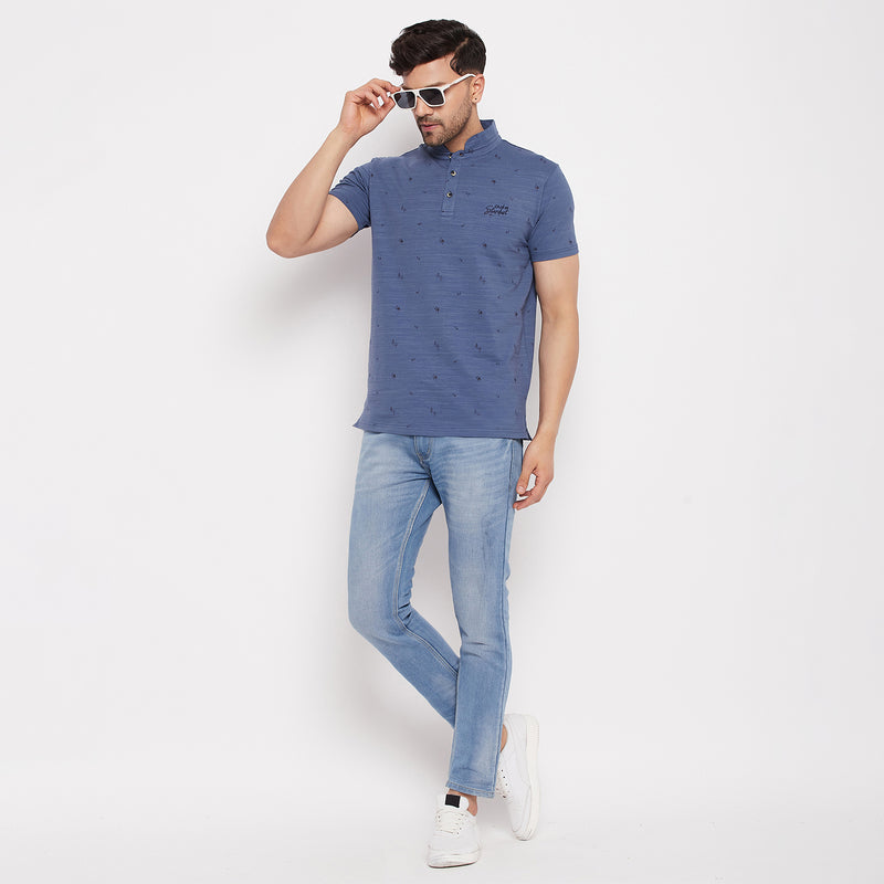 Duke Urban Men Mandarin Collar Half Sleeve Cotton T-shirt (LF5483)