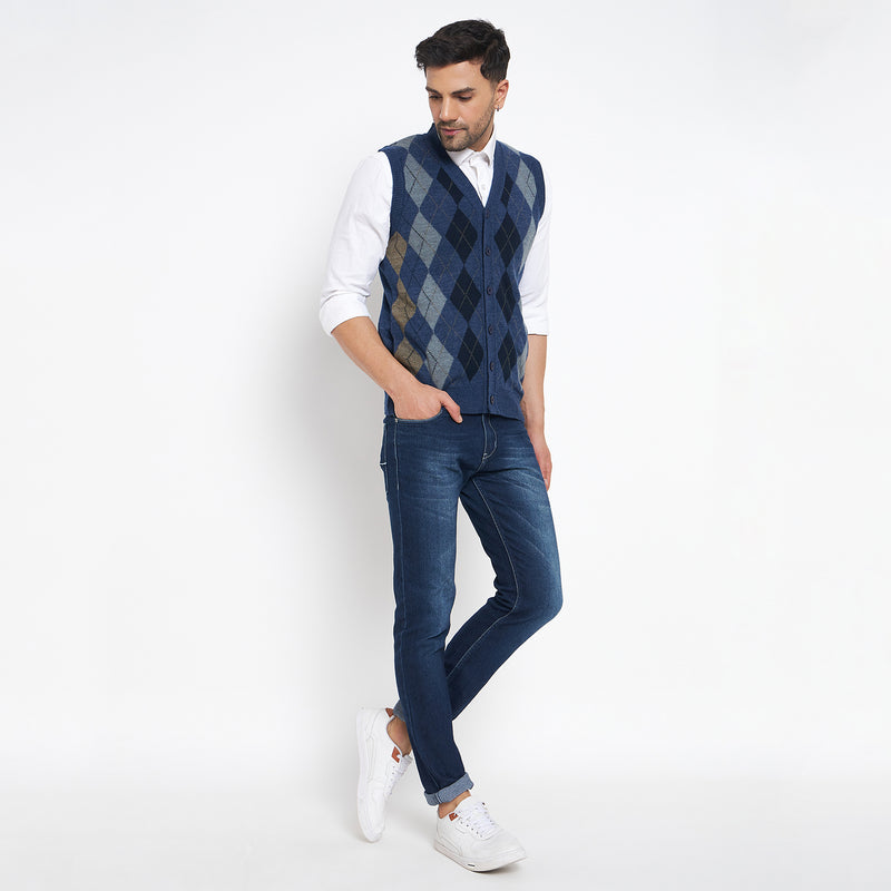 Duke Urban Men Sleeveless V Neck Cardigan (SDS2166B)