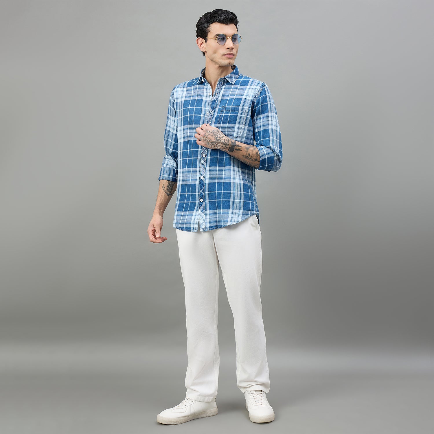 Duke Urban Men Checkered Full Sleeve Spread Collar Slim Shirt (SDO9CKW)