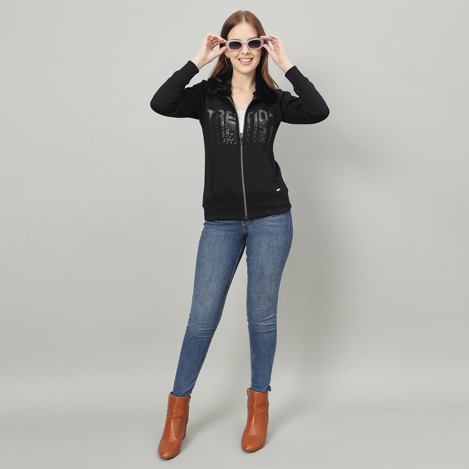 Duke Urban Women Full Zip Regular Sweatshirt (LFX967)