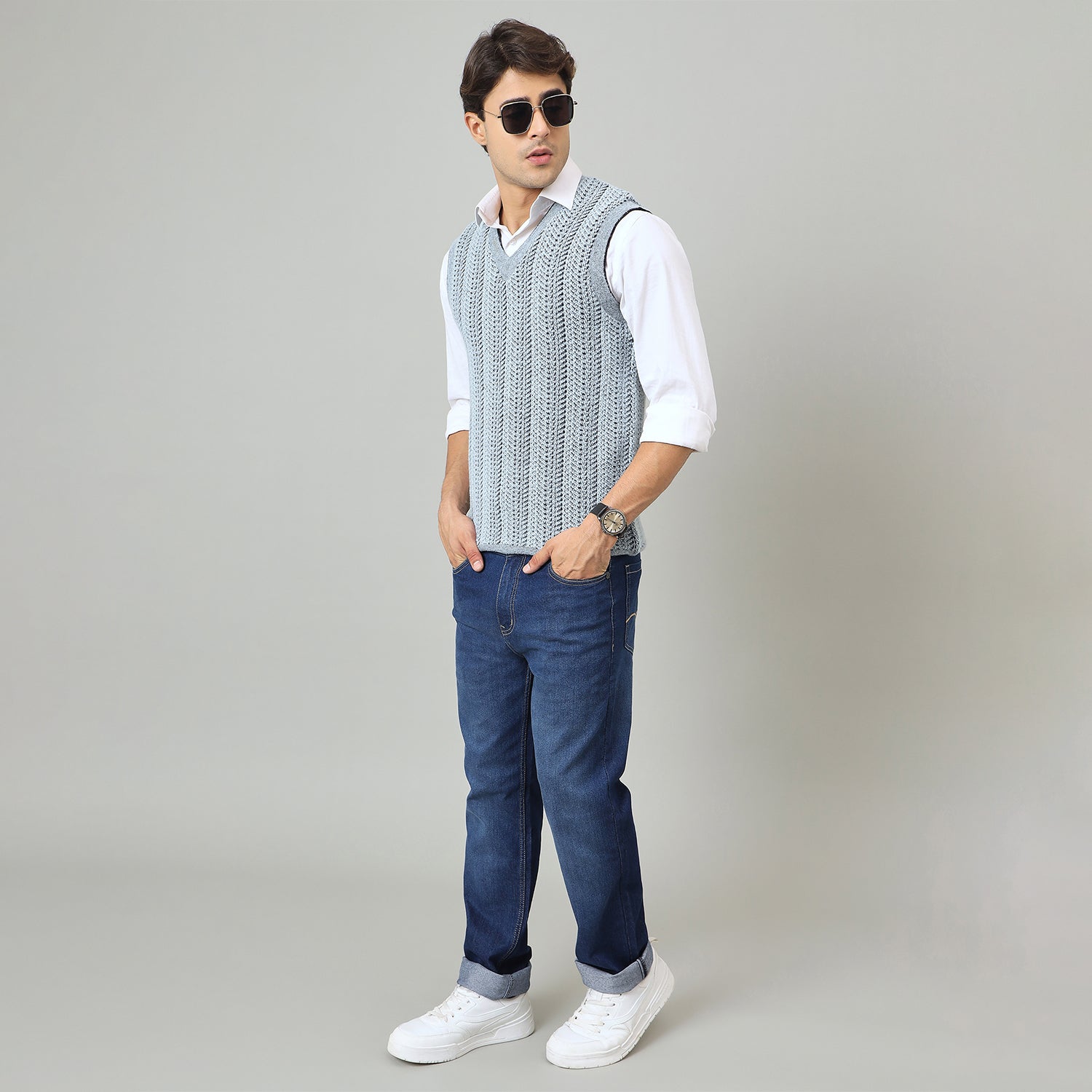 Duke Urban Men V Neck Sleeveless Reversible Sweater (SDS2293)