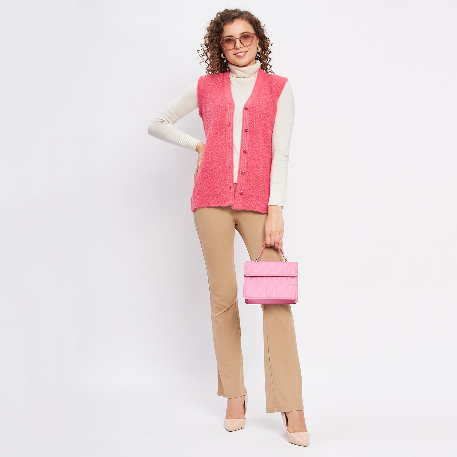 Duke Urban Women Sleeveless Self Design Cardigan (LQS9786)