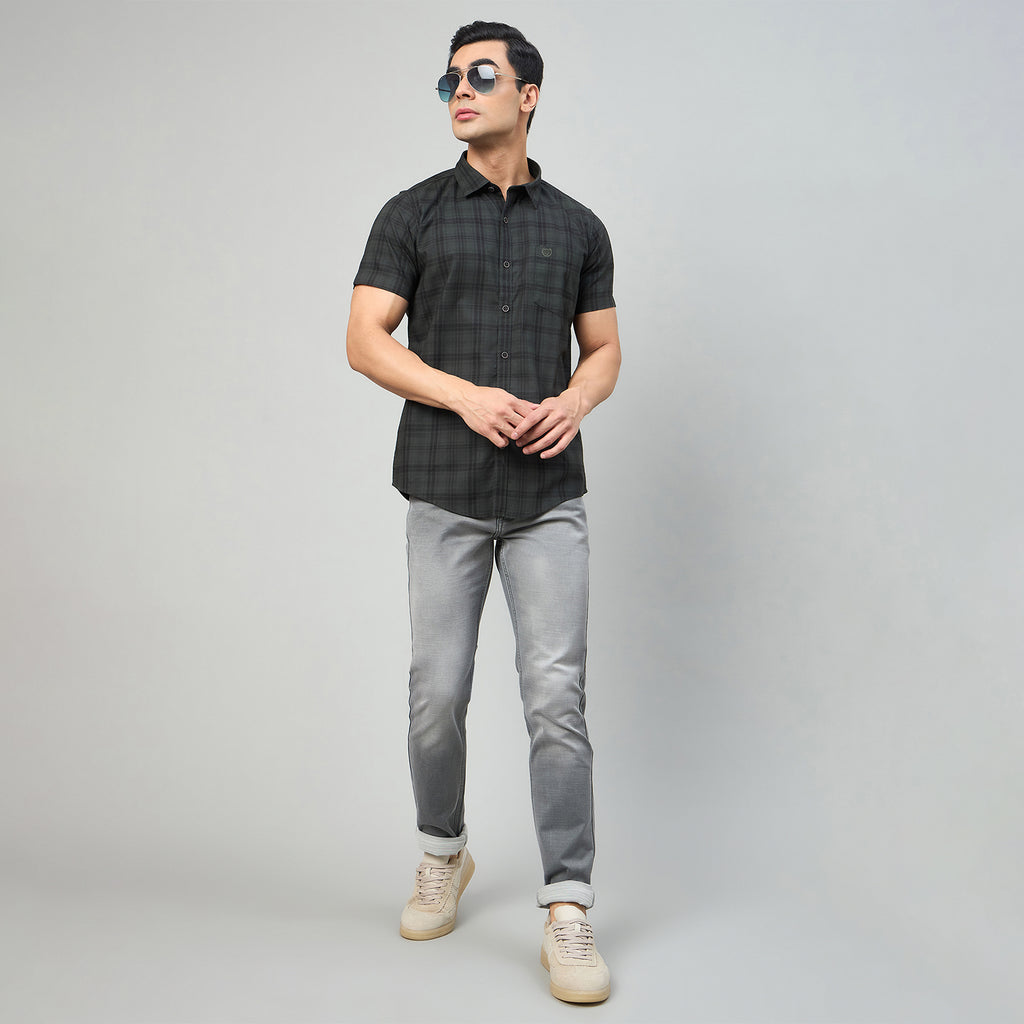 Duke Men Slim Fit Half Sleeve Twill Cotton Shirt (SDO3CKM)