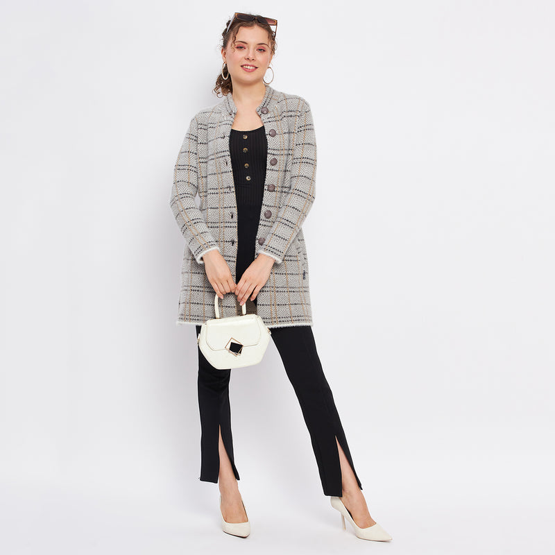 Duke Urban Women Full Sleeve Checkered Cardigan (LQS9769)