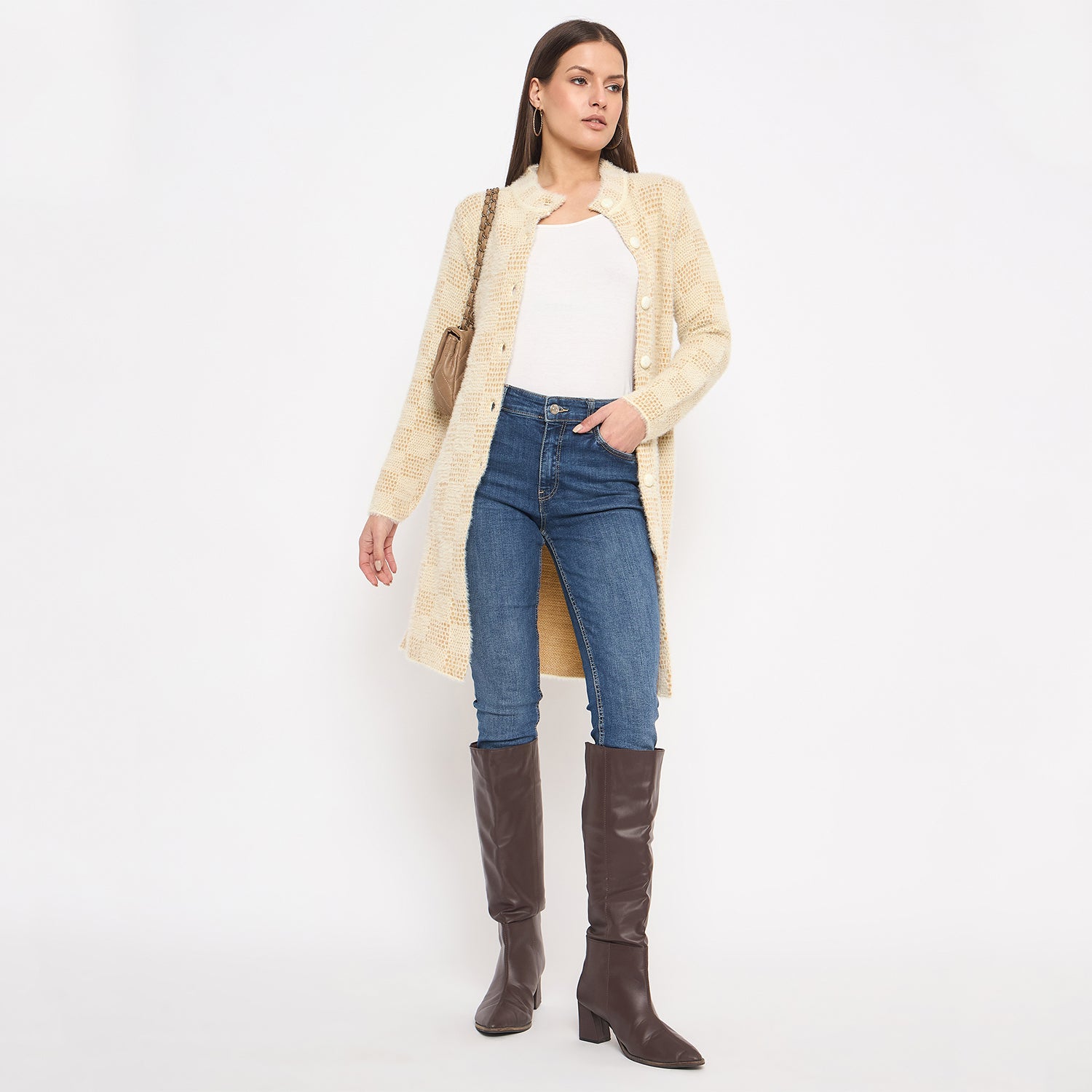 Duke Urban Women Full Sleeve Round Neck Long Coat (SDS1206)