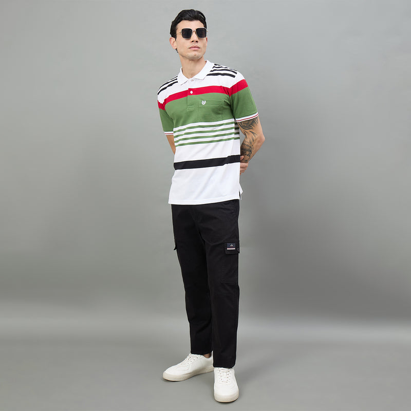 Duke Urban Men Striped Polo Neck Half Sleeve T-Shirt (LF7594)