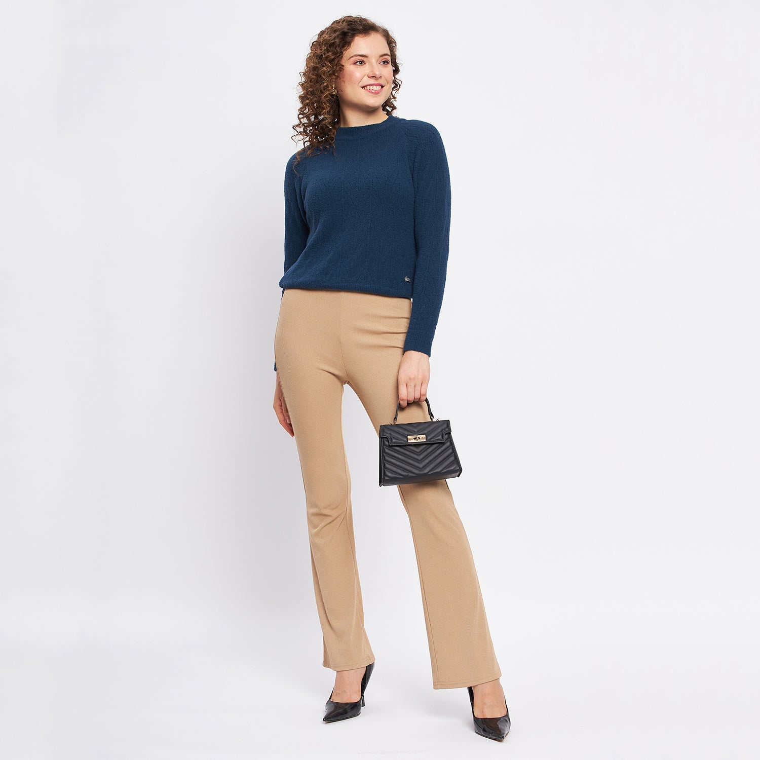 Duke Urban Women Full Sleeve Self Design Crop Pullover (SDS1014)