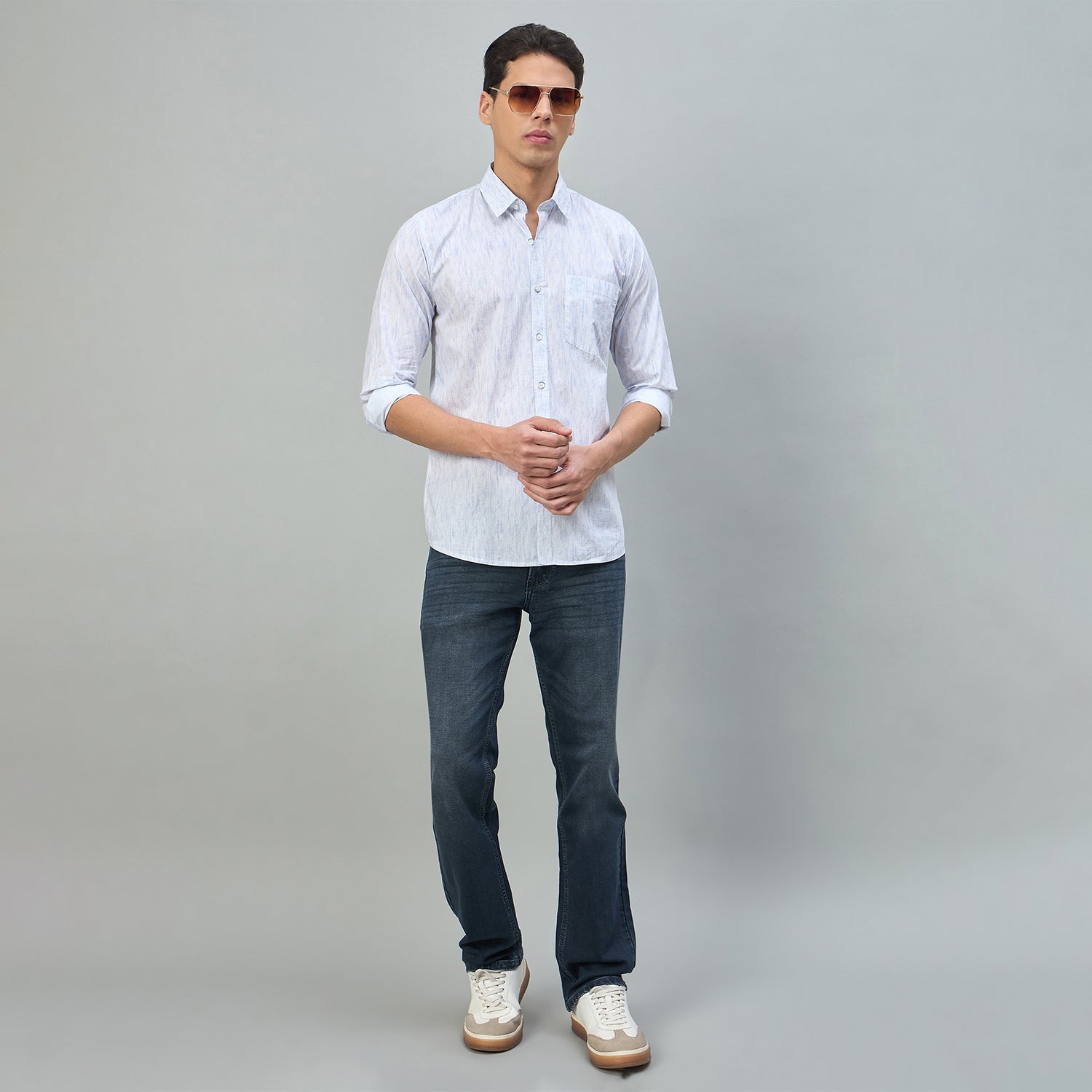 Duke Urban Men Self Design Pure Cotton Slim Fit Casual Full Sleeve Shirt (SDO6PRIK)