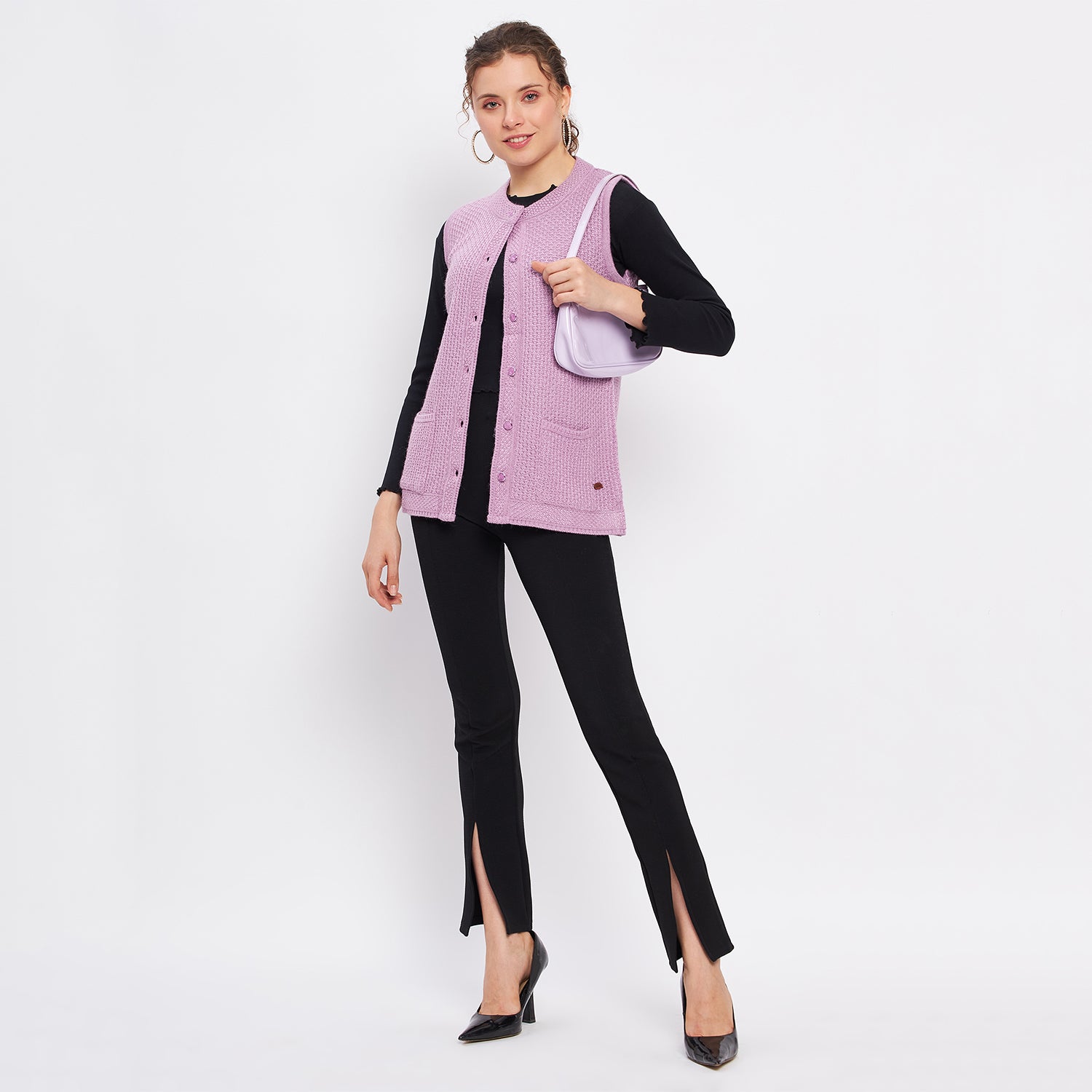 Duke Urban Women Sleeveless Self Design Cardigan (LQS9789)