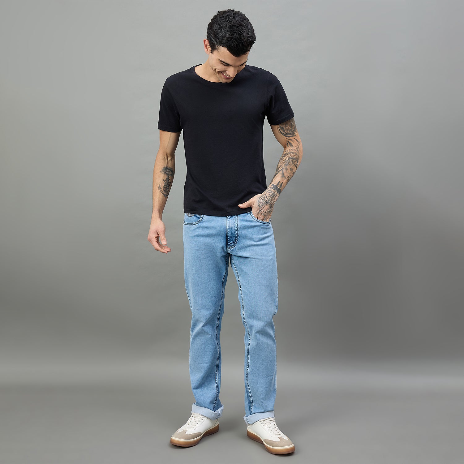 Duke Urban Men Comfort Fit Mid-Rise Light Fade Stretchable Jeans (SDD9122C)