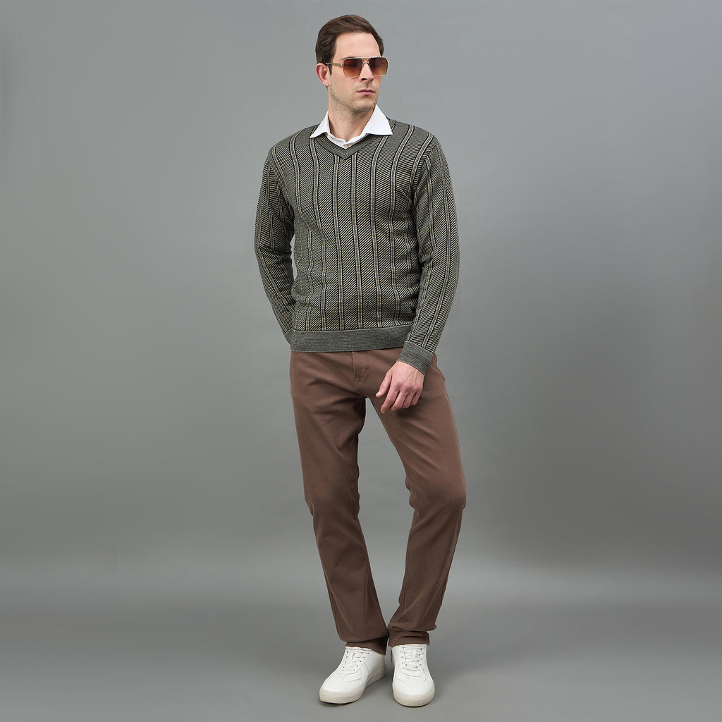 Duke Urban Men Full Sleeve V Neck Regular Sweater (SDS2411)