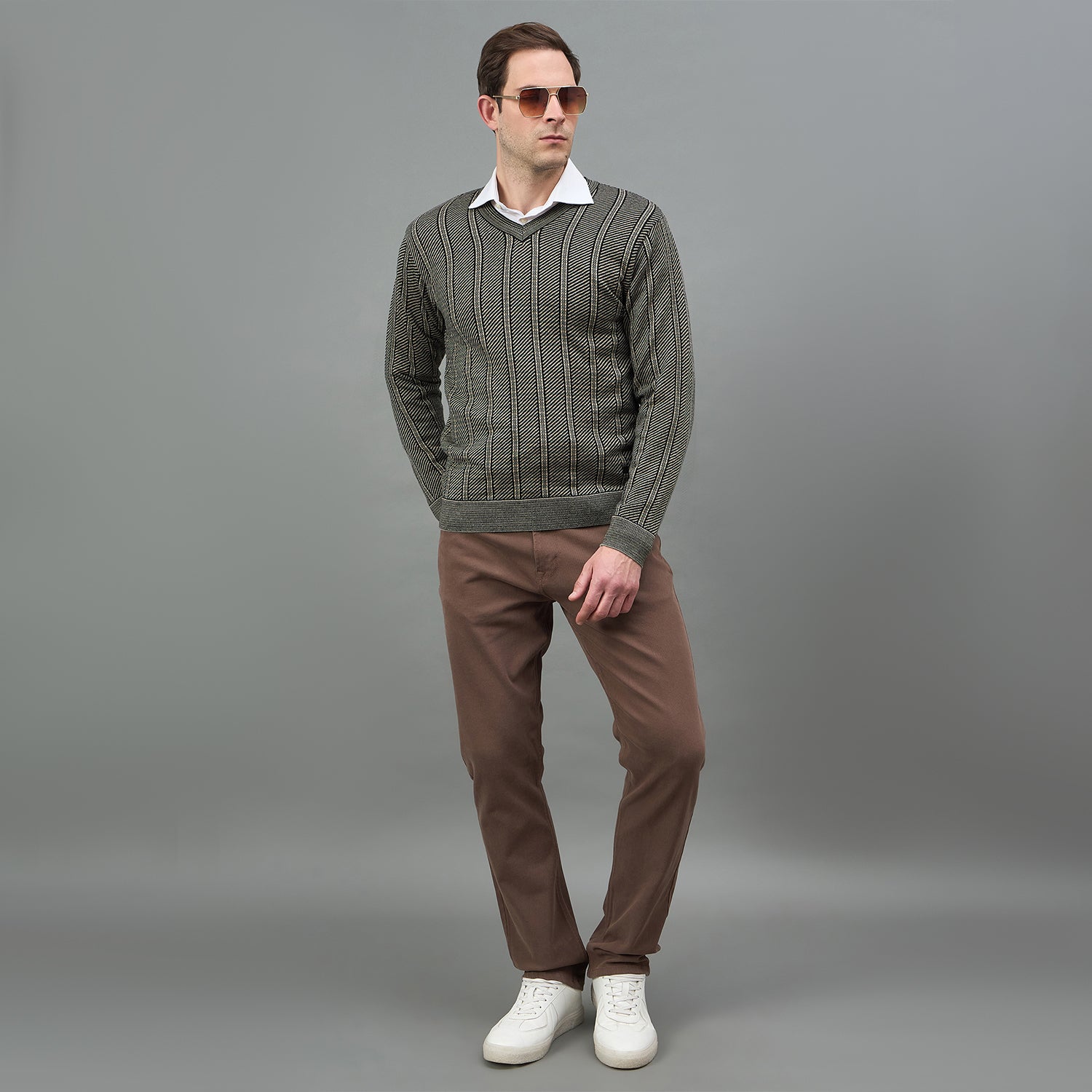 Duke Urban Men Full Sleeve V Neck Regular Sweater (SDS2411)