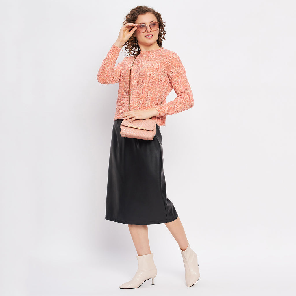 Duke Urban Women Full Sleeve Self Design Crop Pullover (SDS1013)