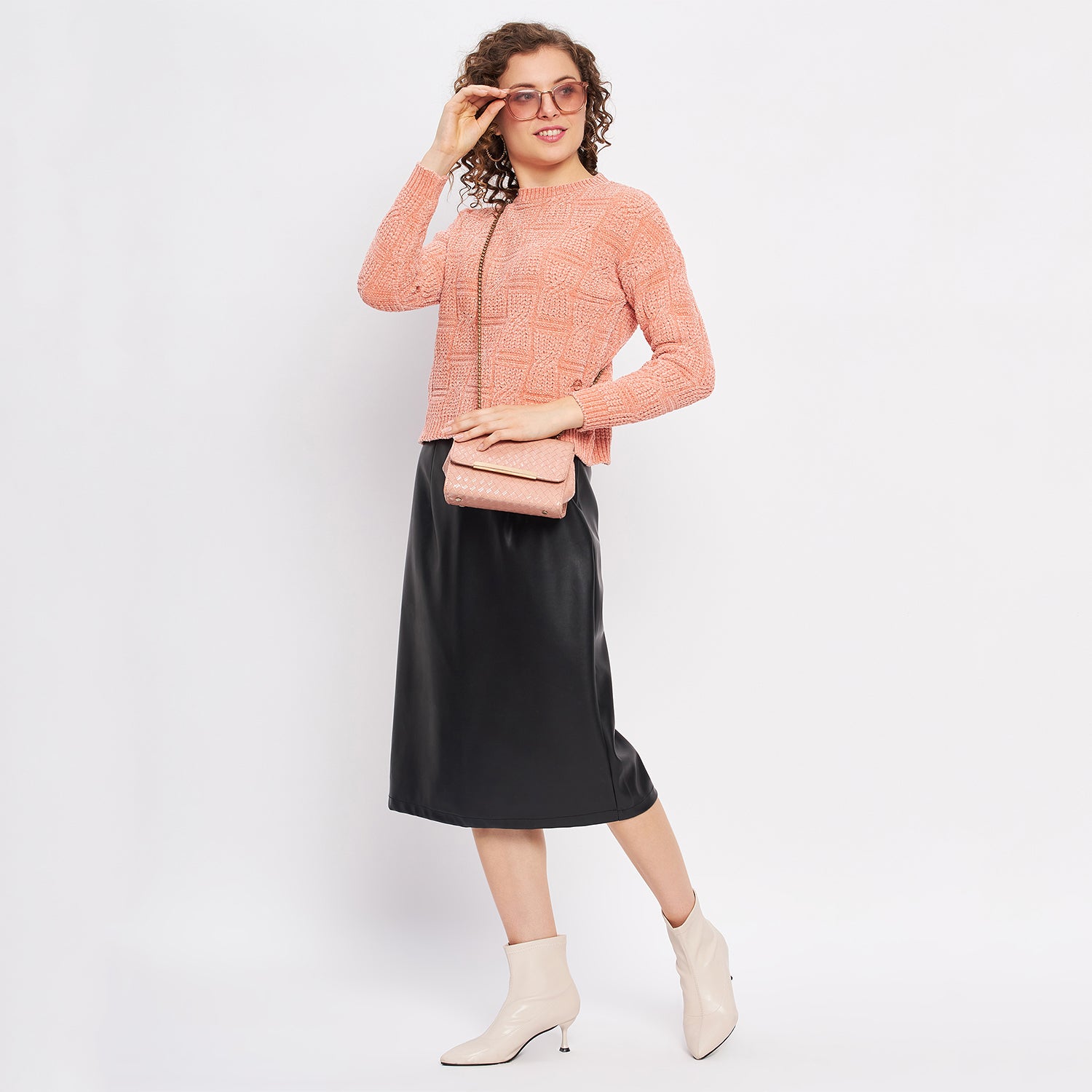 Duke Urban Women Full Sleeve Self Design Crop Pullover (SDS1013)