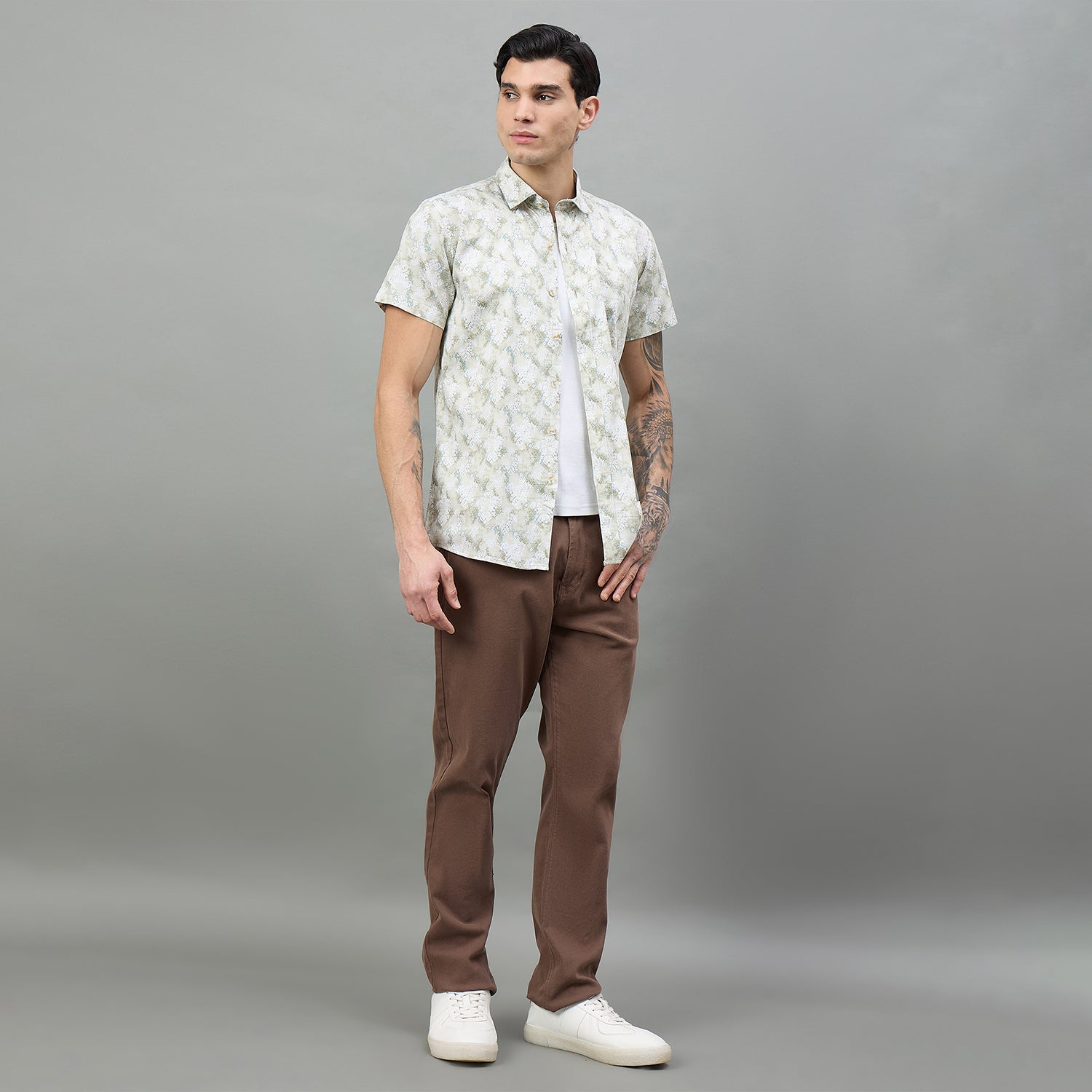 Duke Urban Men Printed Half Sleeve Spread Collar Slim Shirt (SDO4PRAD)