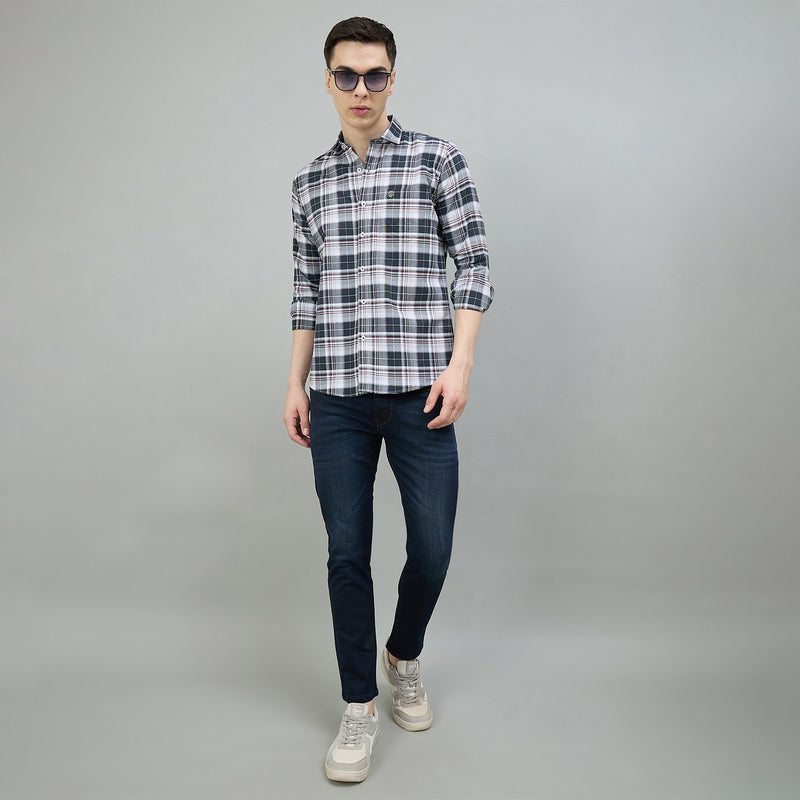 Duke Urban Men Checkered Full Sleeve Spread Collar Slim Shirt (SDO8CKBI)