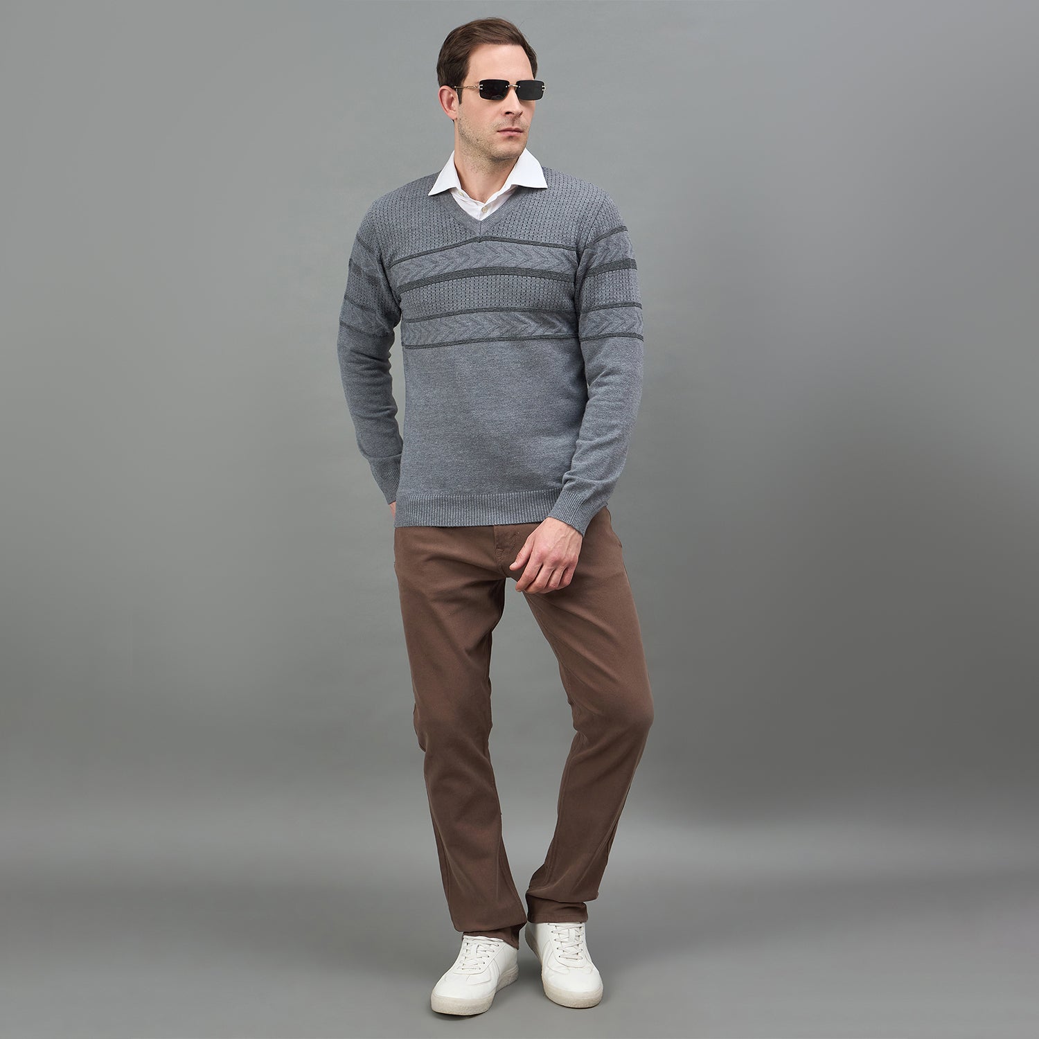 Duke Urban Men Full Sleeve V Neck Regular Sweater (SDS2226B)