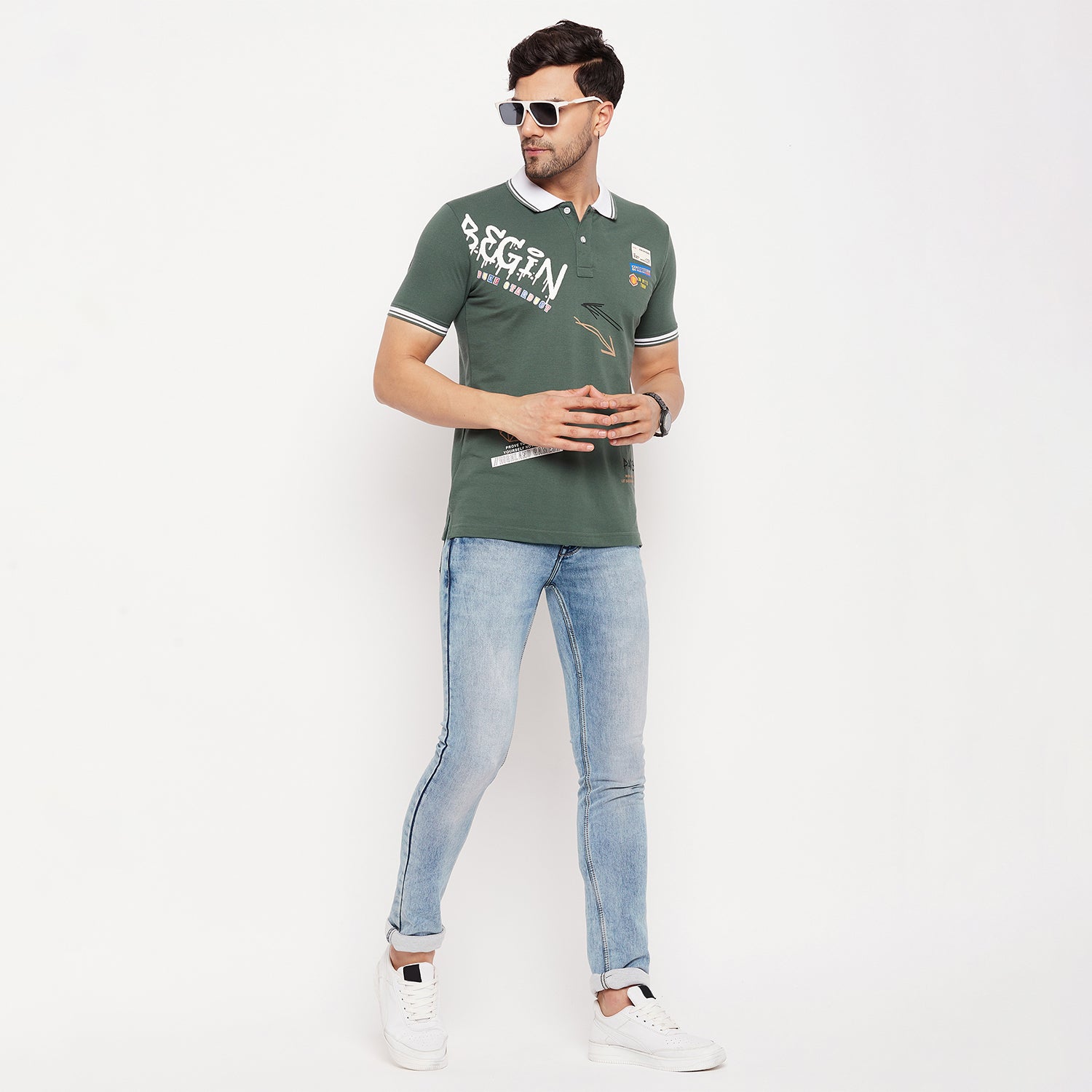 Duke Stardust Men Half Sleeve Polo Neck Cotton T-shirt (LF5793)