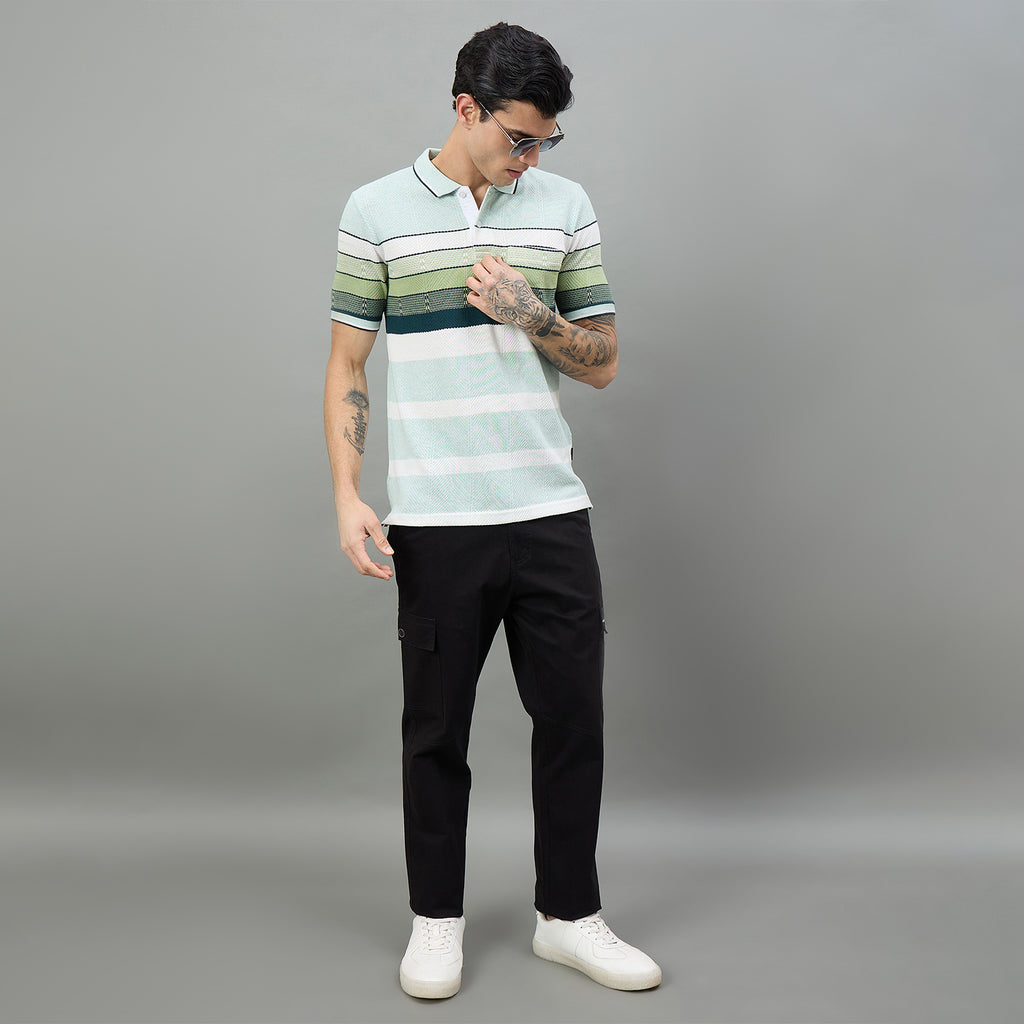 Duke Urban Men Striped Half Sleeve Regular Polo Tshirt (LF7619)