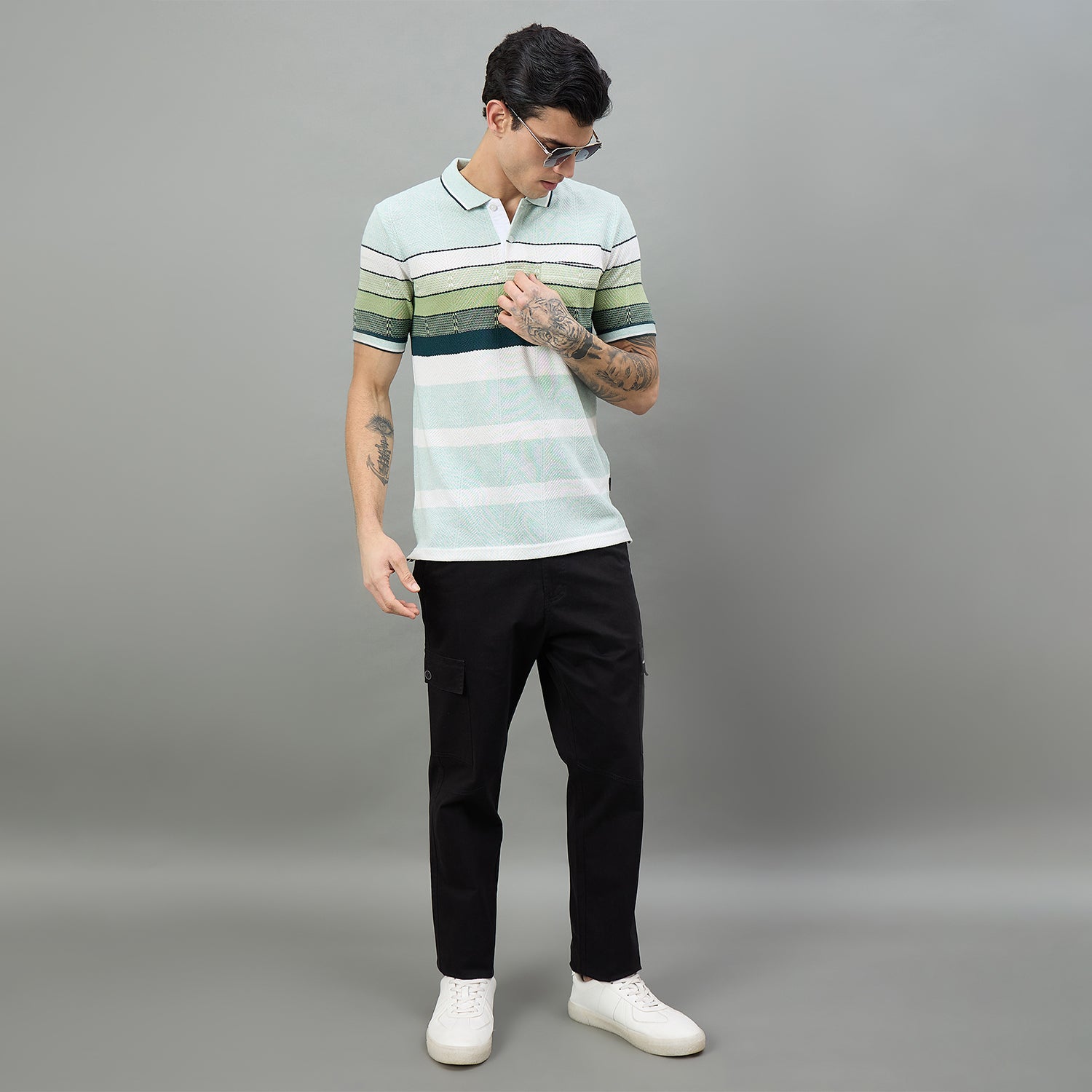 Duke Urban Men Striped Half Sleeve Regular Polo Tshirt (LF7619)