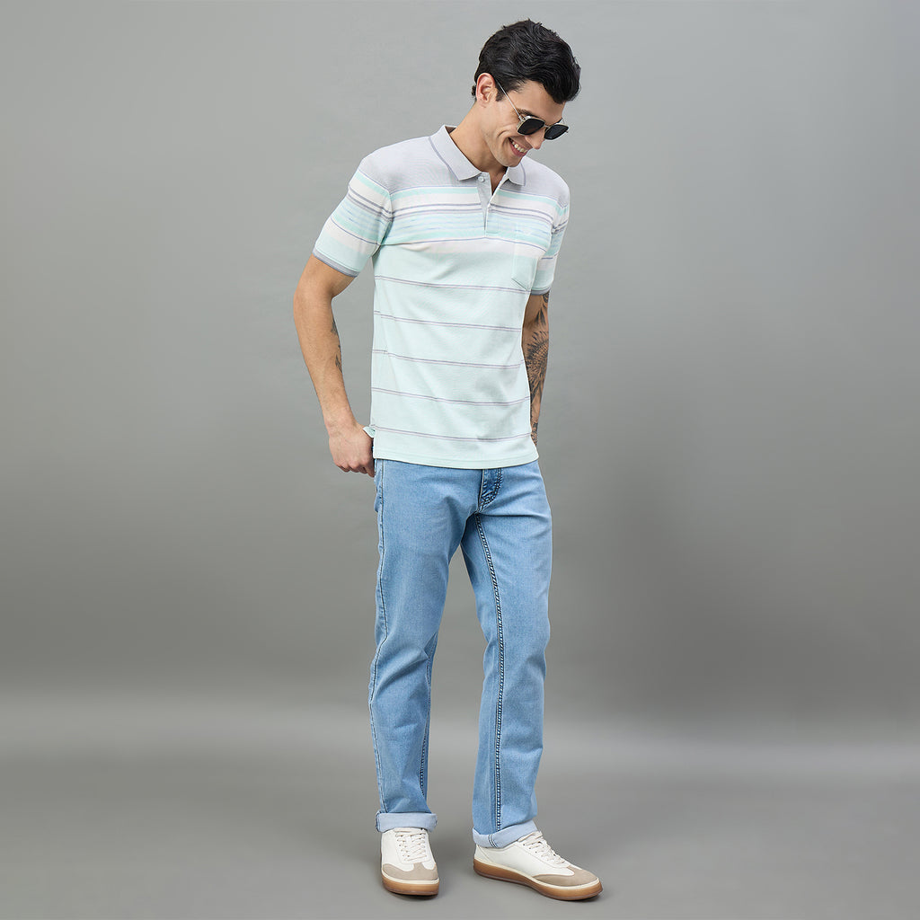 Duke Urban Men Striped Half Sleeve Regular Polo Tshirt (LF7512)