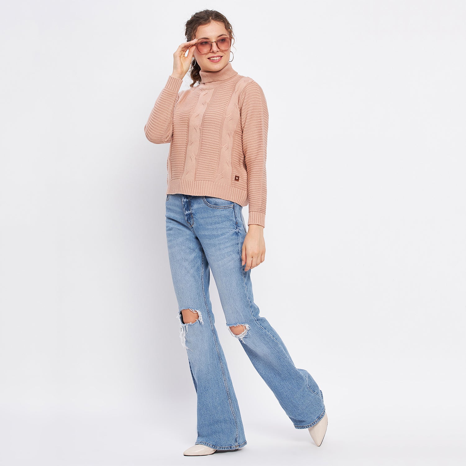 Duke Urban Women Full Sleeve Self Design Crop Pullover (SDS1008)