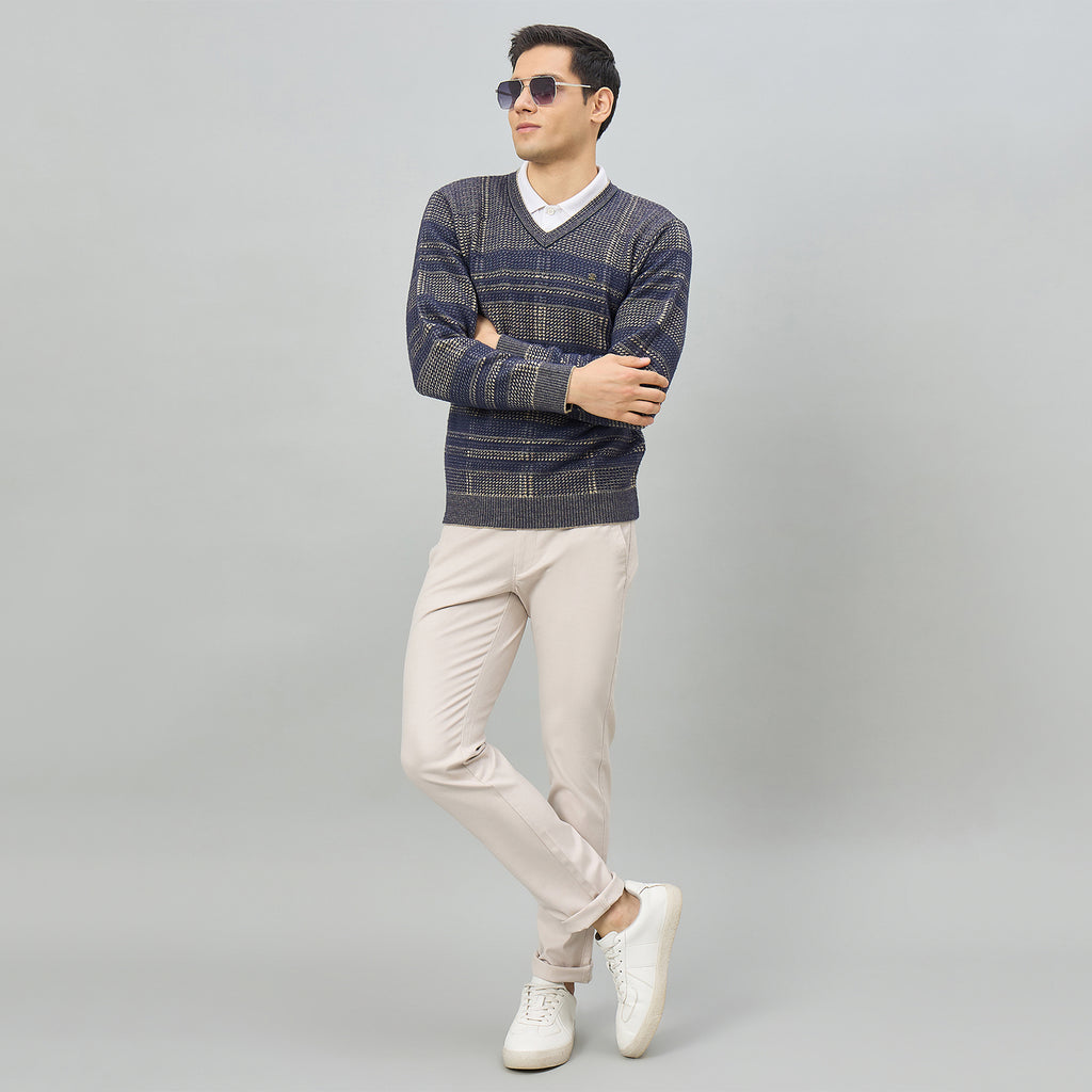 Duke Men Full Sleeve V Neck Regular Sweater (SDS2318)