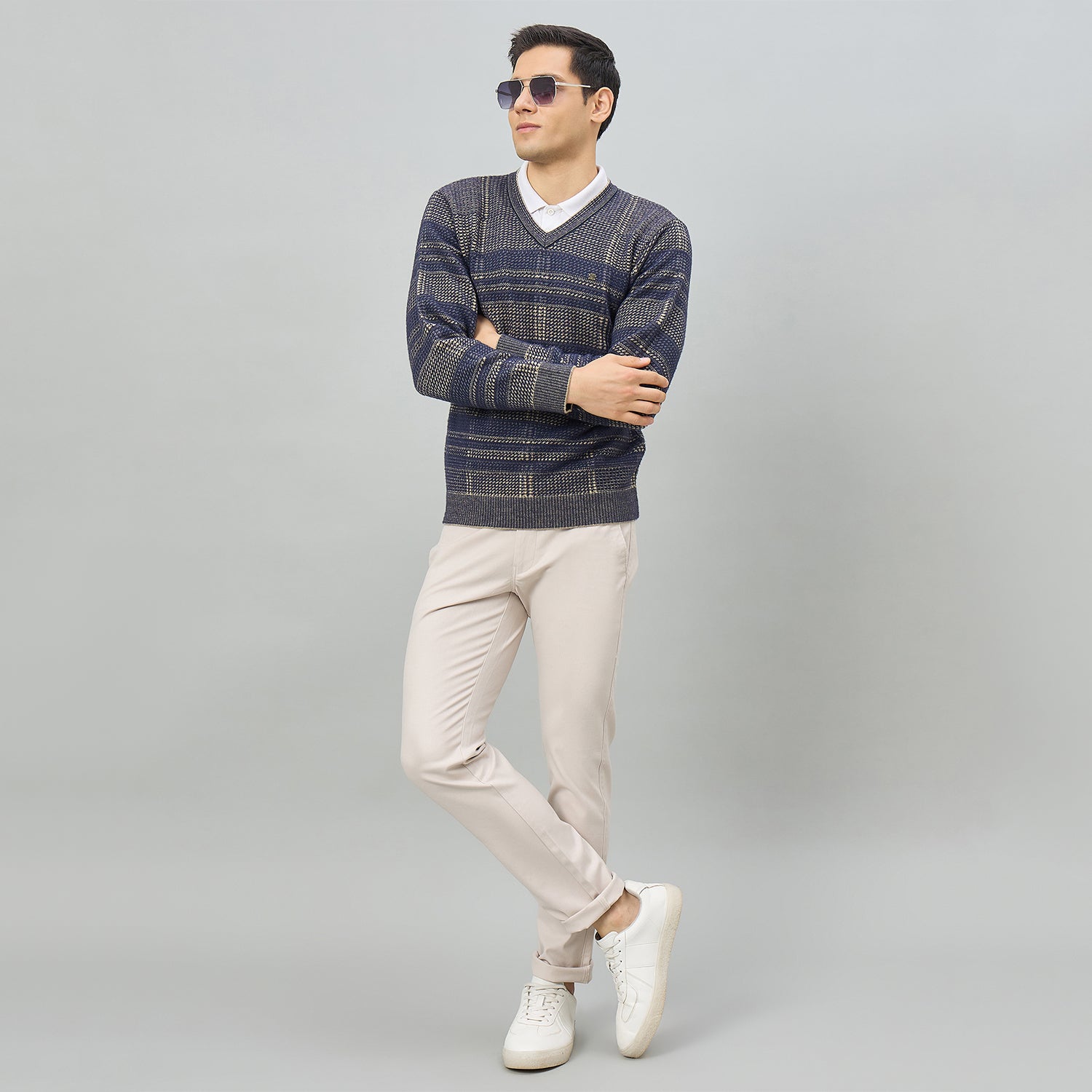Duke Men Full Sleeve V Neck Regular Sweater (SDS2318)