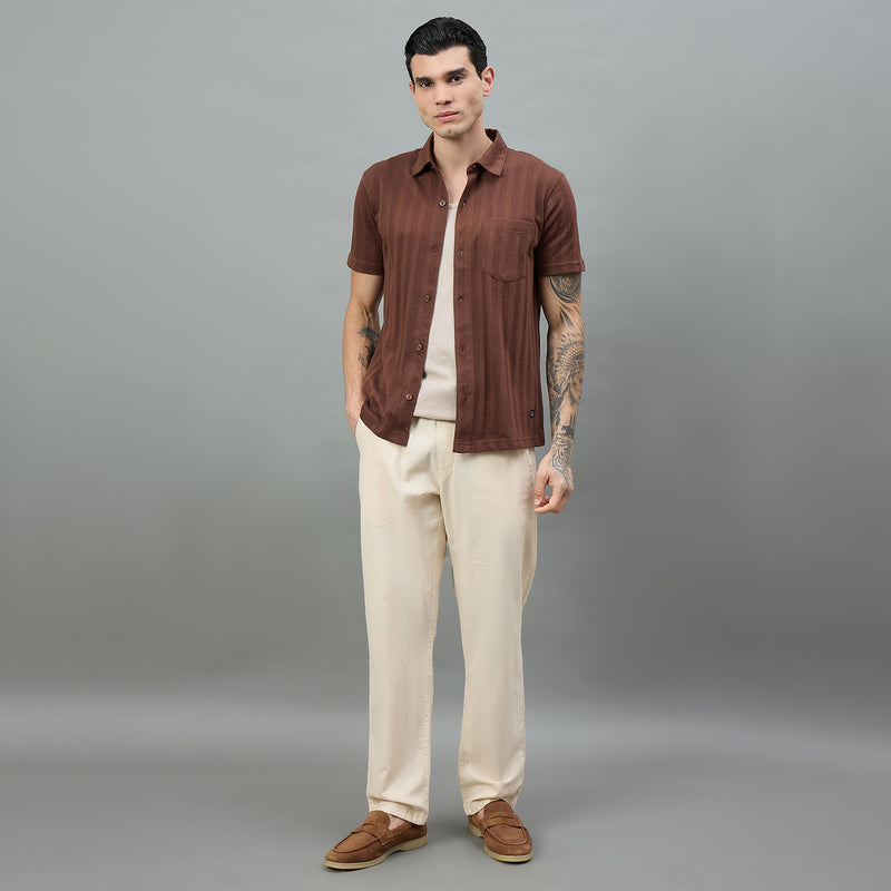 Duke Urban Men Striped Half Sleeve Spread Collar Regular Shirt (LF7662)