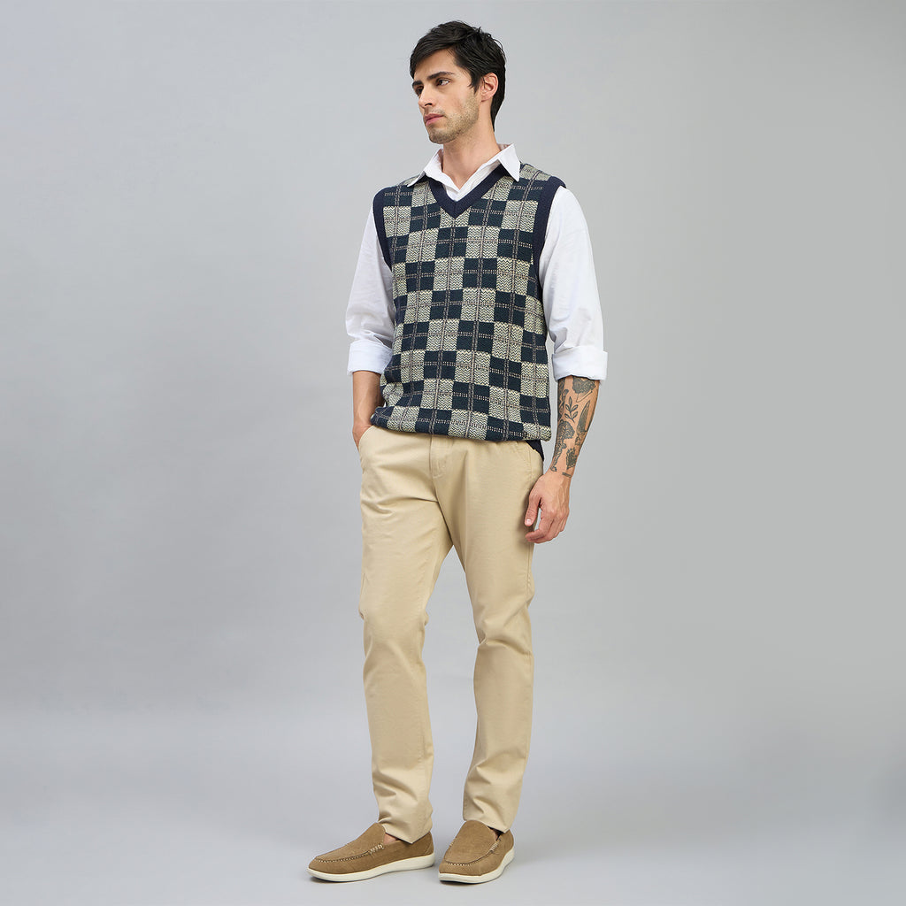 Duke Men Sleeveless V Neck Regular Sweater (SDS2331)