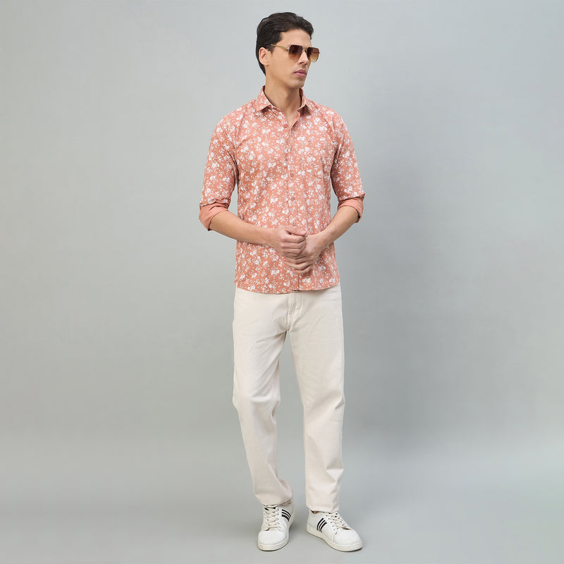 Duke Urban Men Floral Print Pure Cotton Slim Fit Casual Full Sleeve Shirt (SDO8PRBH)