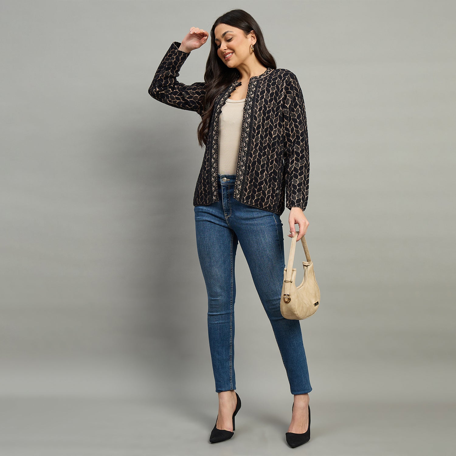 Duke Urban Women Full Sleeve Front Open Regular Fit Sweater (SDS1274)