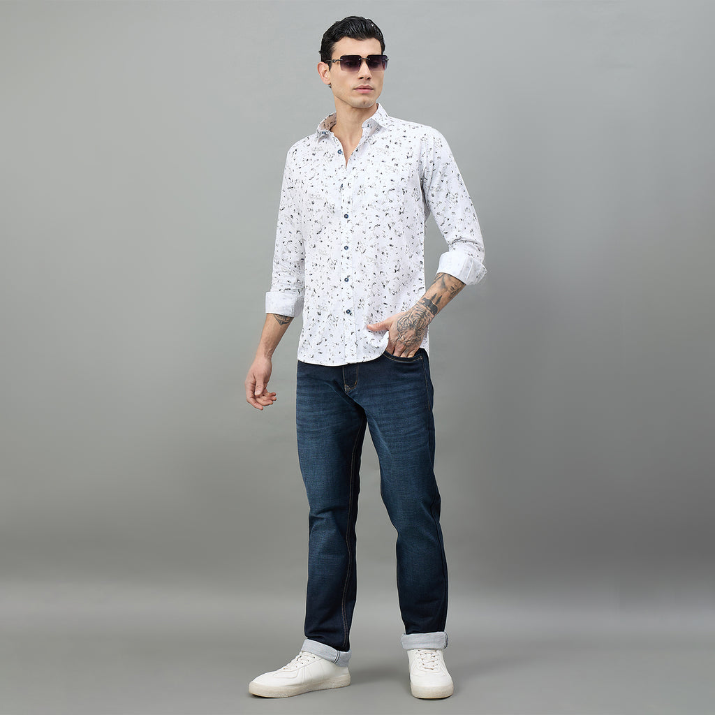 Duke Urban Men Printed Full Sleeve Spread Collar Slim Shirt (SDO8PRBC)