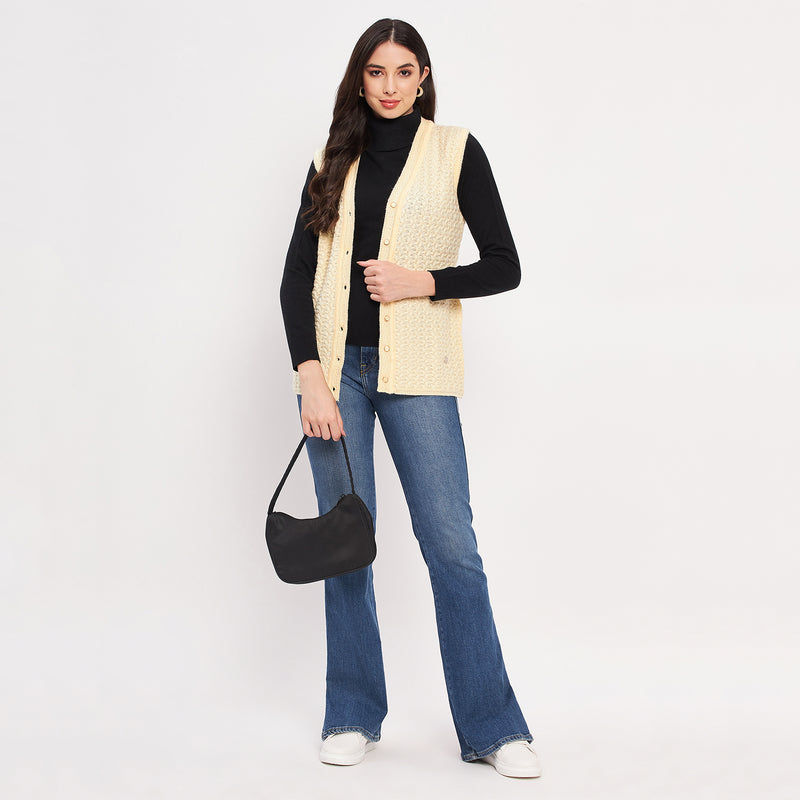 Duke Urban Women Sleeveless Self Design Cardigan (LQS9788)