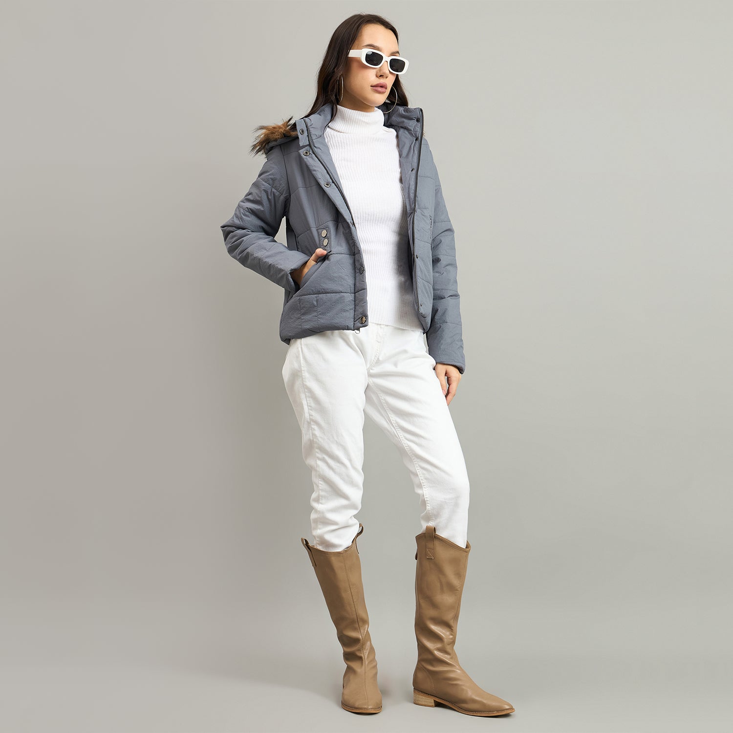 Duke Urban Women Short Style Hooded Bomber Jacket (SDZ4110)