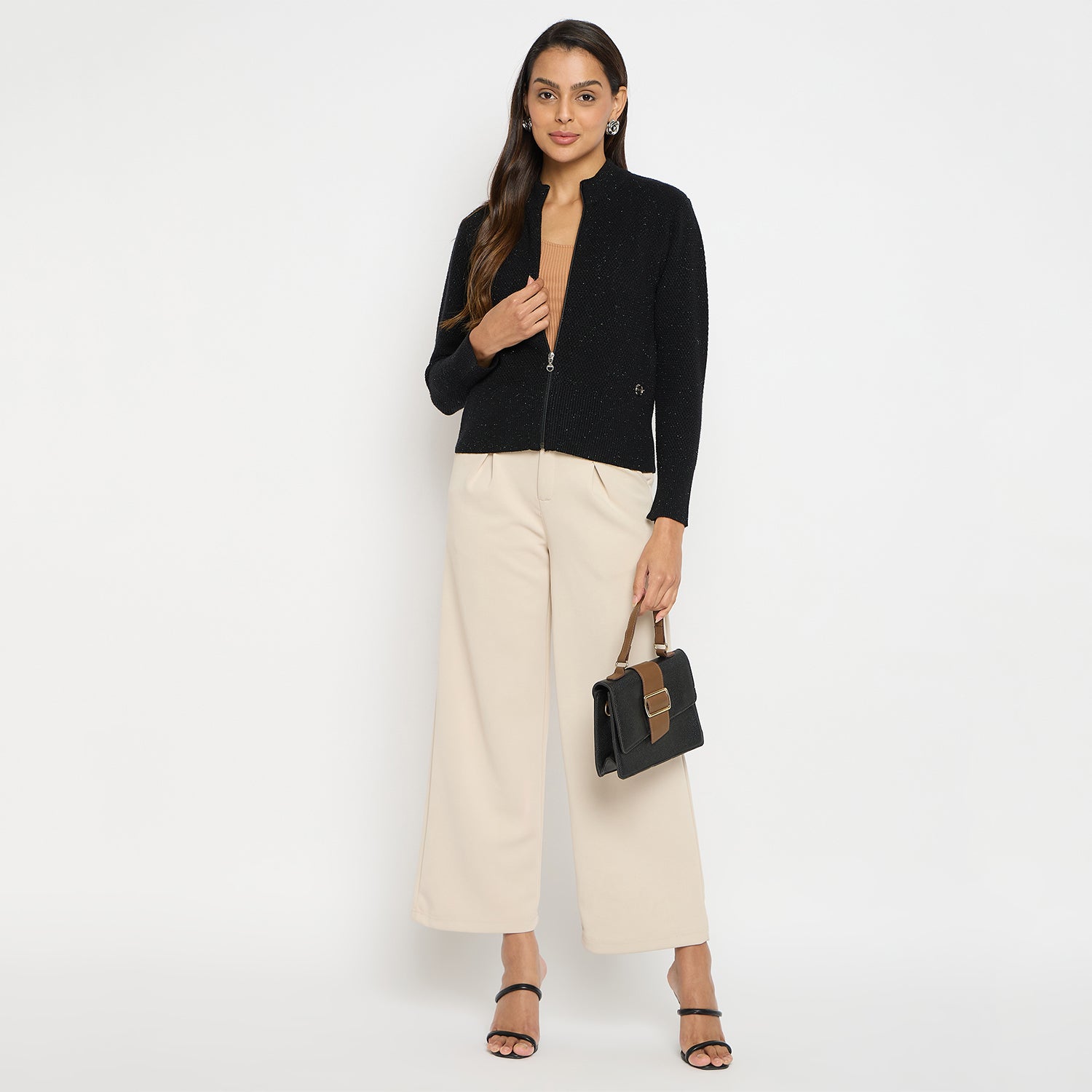 Duke Urban Women Full Sleeve Round Neck Zipper Cardigan (SDS1006R)